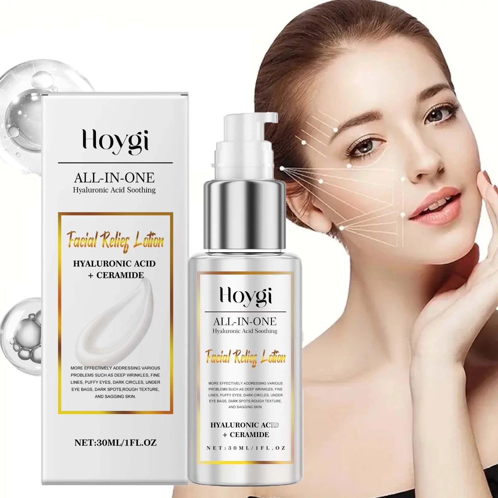 Hyaluronic Acid Face Cream Gently Moisturizes Firming Fade Dark Spot Shrink Pores Soothing Brightening Facial Skin Care Lotion