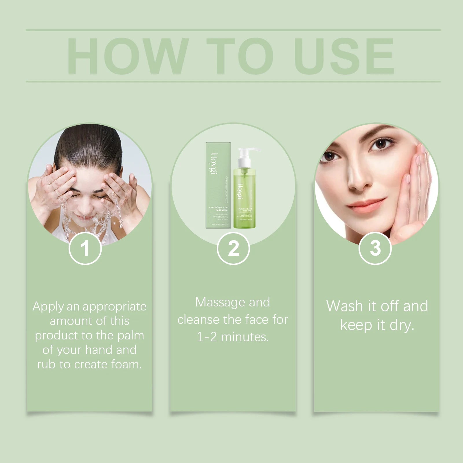 Hyaluronic Acid Face Cleanser Gel for Sensitive Skin Deep Pore Cleansing Makeup Remover Moisturizing Non Drying Formula 100ml