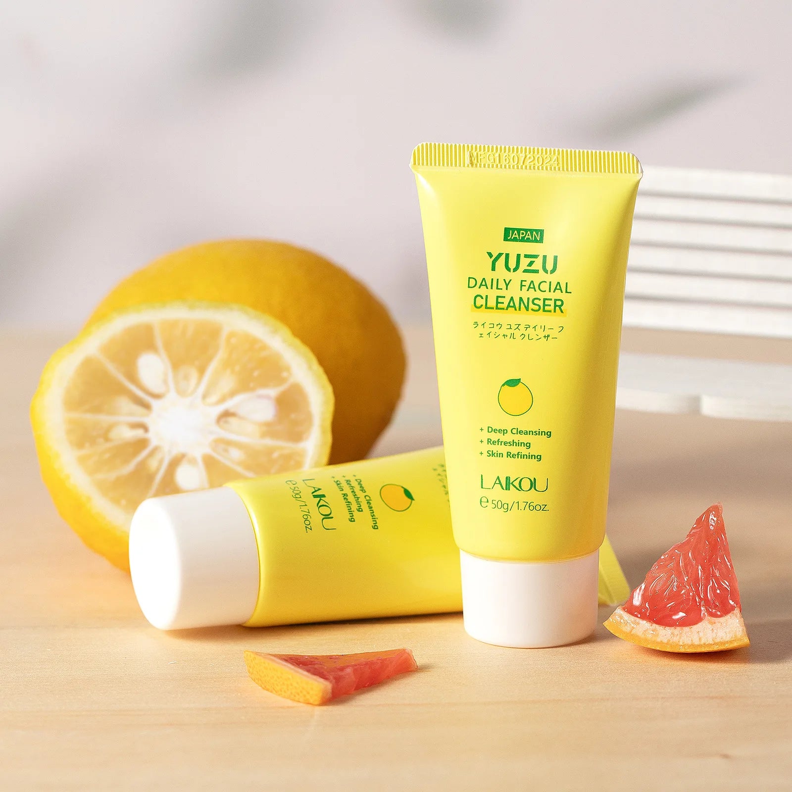 LAIKOU Grapefruit/YUZU Face Cleanser 50g Gentle Deep Cleansing Face Wash Rich Foam Facial Foam Oil Control Moisturizing Cleanser