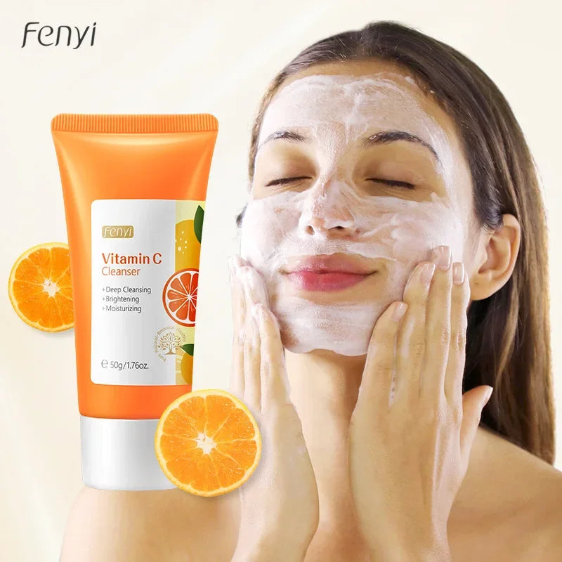 Japanese Cherry Blossom or Vitamin C Facial Cleanser Skin Cleansing Moisturizing  Blackhead Remove Skincare Face Wash Foam Face