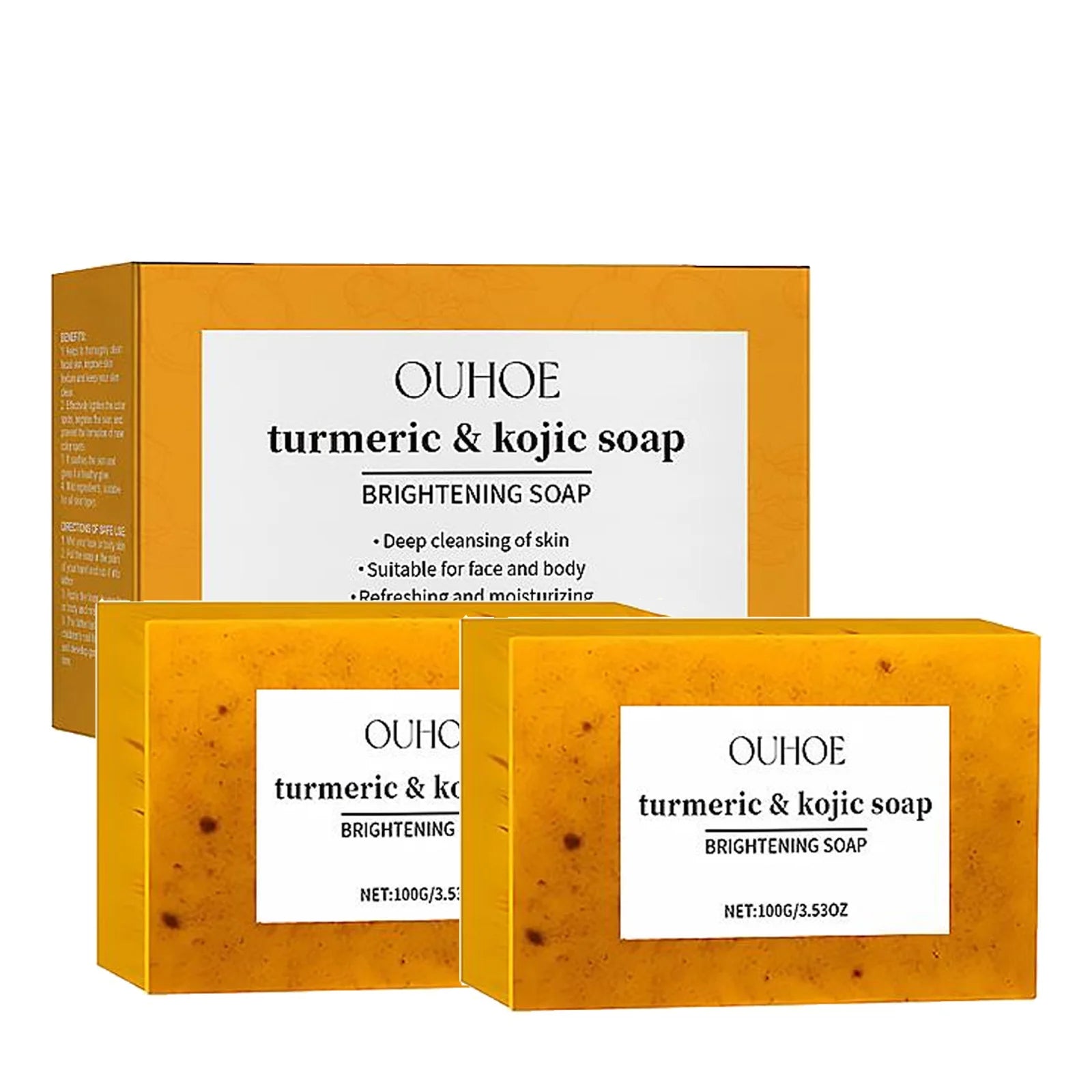 100g Turmeric Soap, Lemon Kojic Acid Soap, Shower And Facial Soap Body Care  Face Cleanser Turmeric  Soap Body and Face Cleaning
